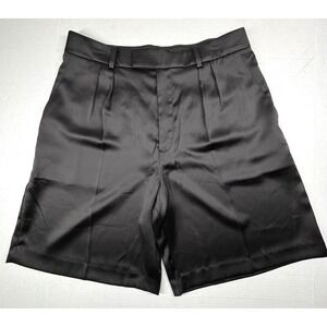 Banana‎ Republic Black Satin High Waisted Pleated Shorts Womens 10 Bermuda NWT